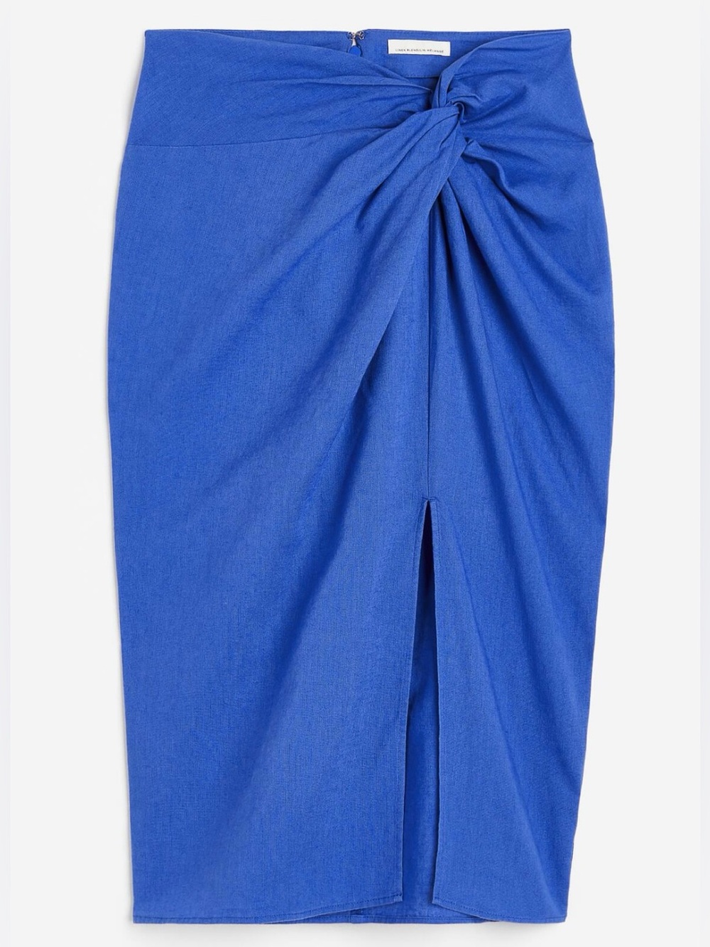 H&M Blue Linen Blend Midi Skirt Size 8